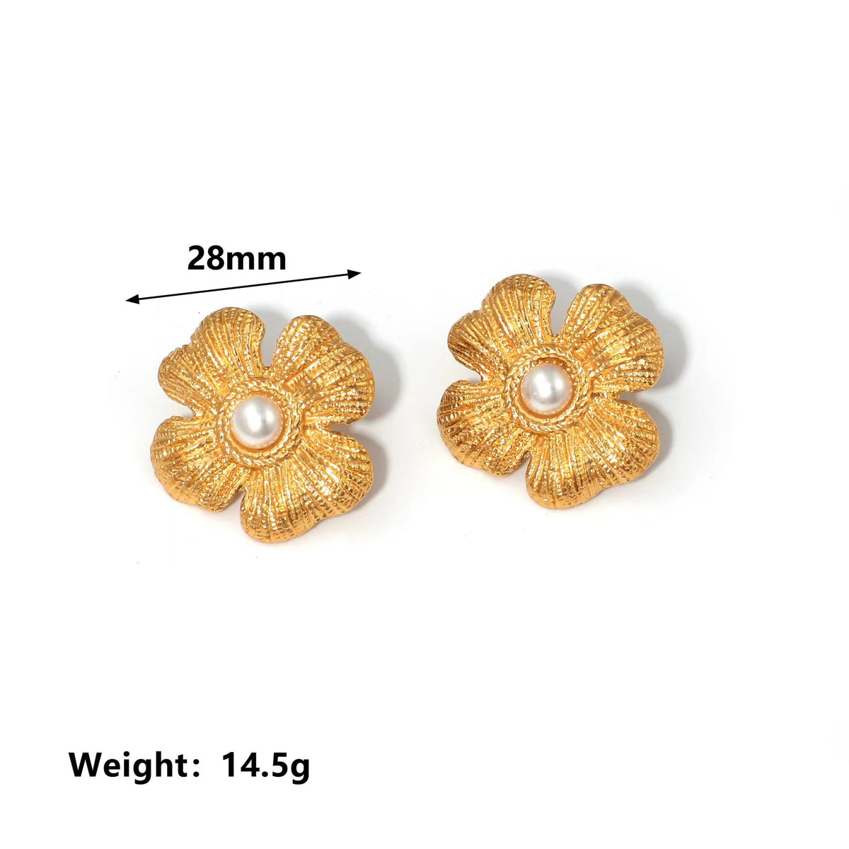 Gold-plated Titanium Classic Style Flower Inlaid Stud Earrings