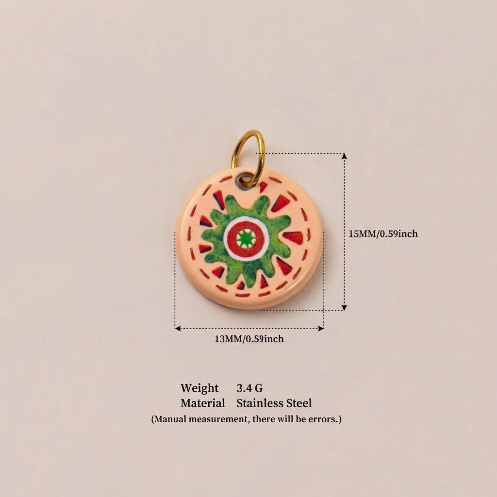 Dripping Round Furnace Stainless Steel Gold Color Preserving Pendant