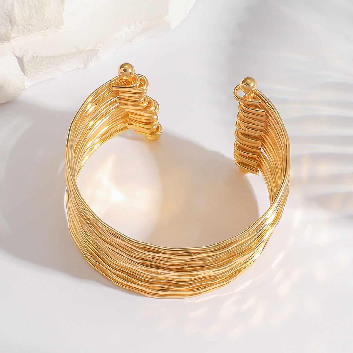 French Simplicity Design Sense Open-end Polished Niche Retro Hollow Bracelets