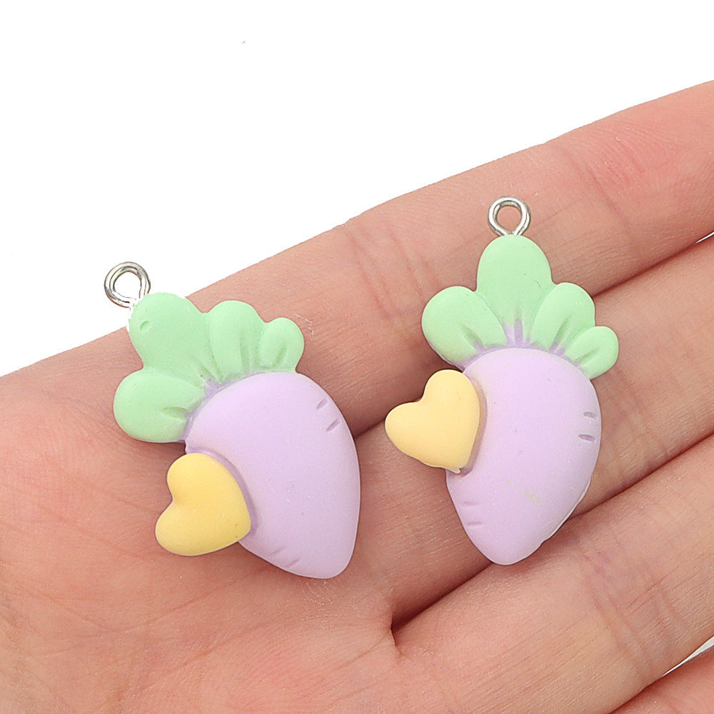 Mini Small Matching Carrot Barrettes Vegetable Resin Cute Earrings