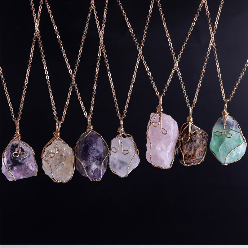 Random Shape Natural Fluorite Citrine Amethyst Pendant