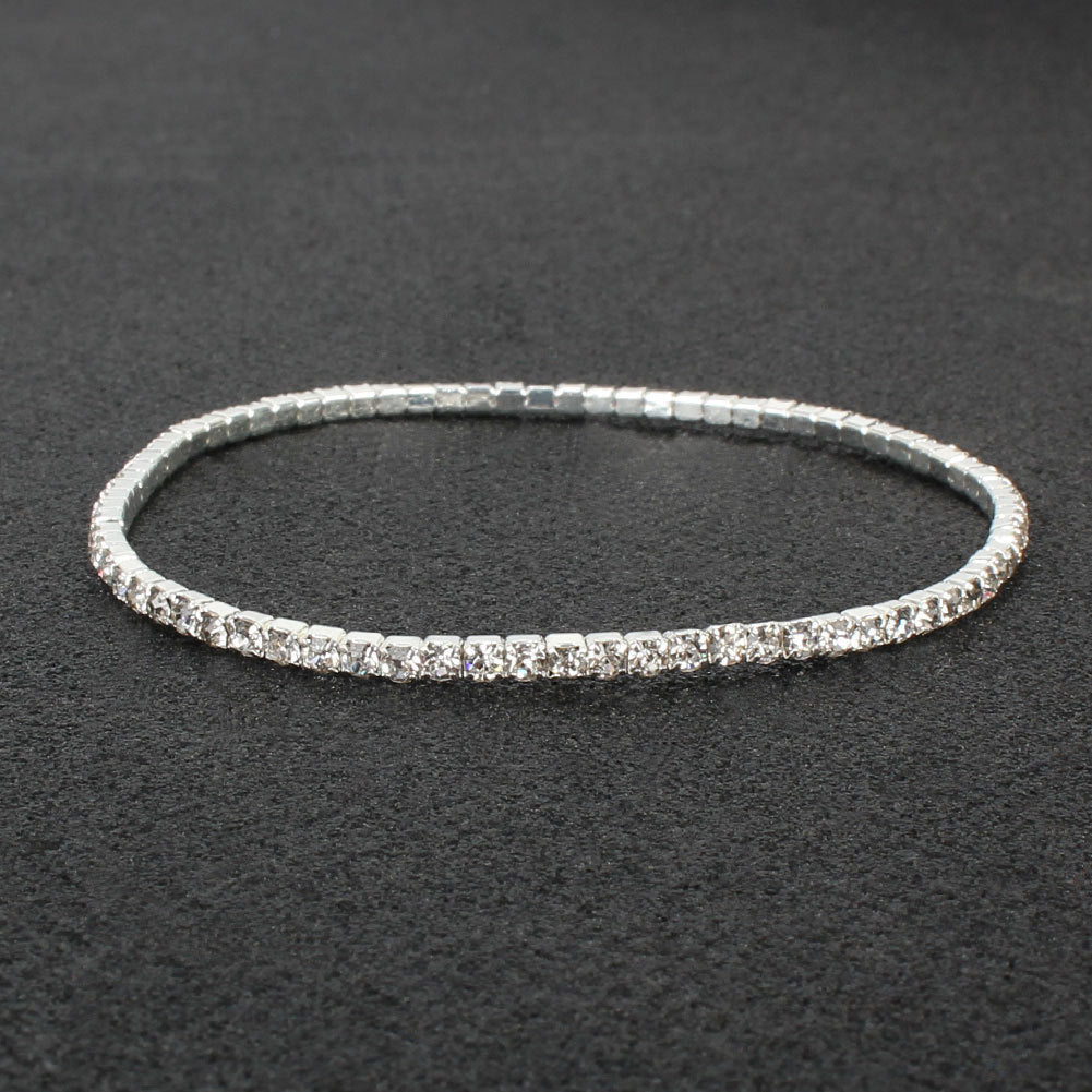 Row Stretch Thin Claw Chain Rhinestone Crystal Bracelets