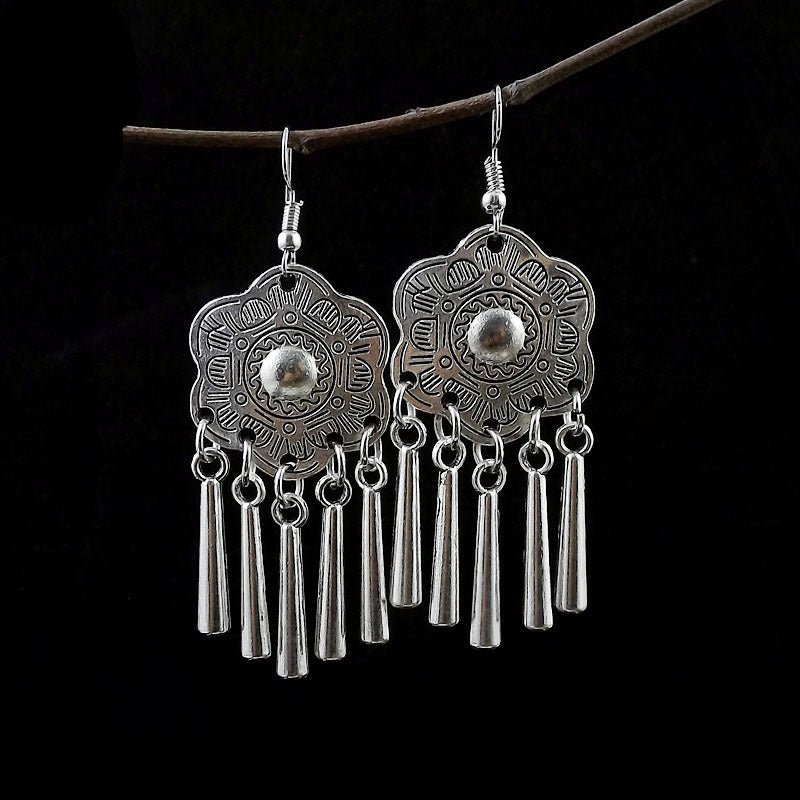 Women's Tibetan Sier Miao Eardrops Classical Ethnic Style Earrings