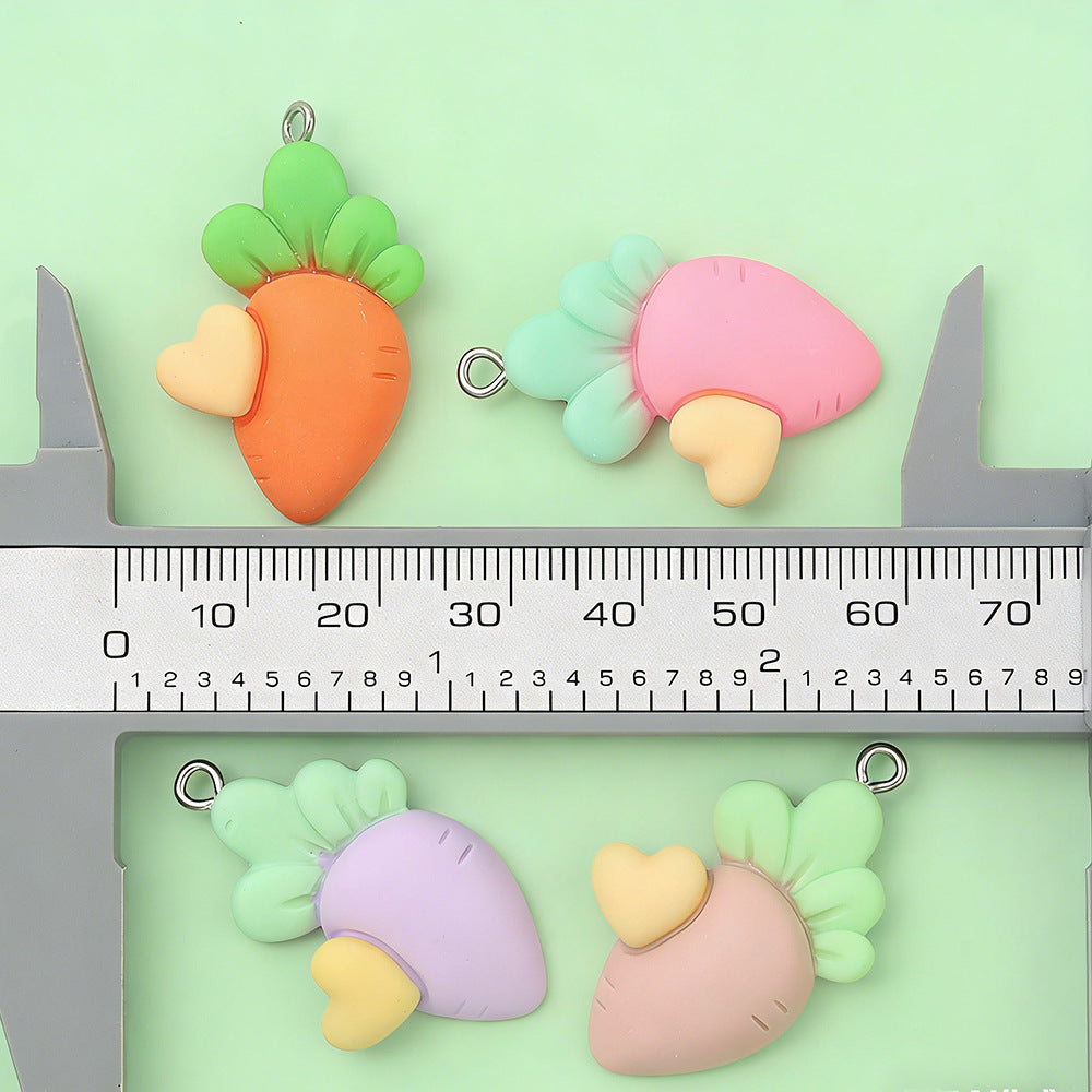 Mini Small Matching Carrot Barrettes Vegetable Resin Cute Earrings
