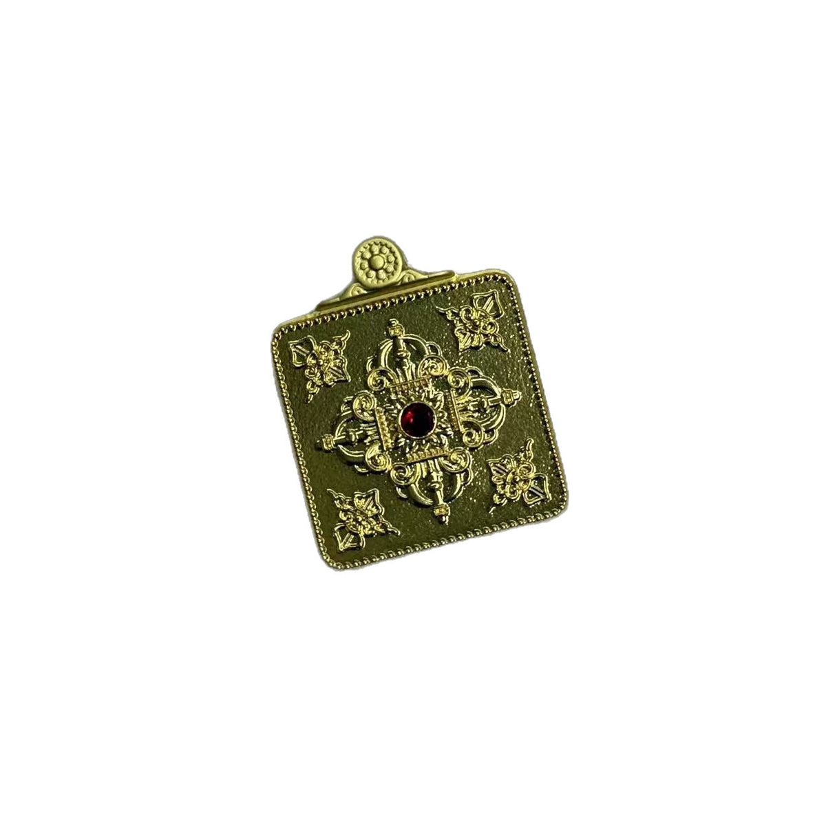 Small Double-sided Hollow Square Amulet Round Pendant