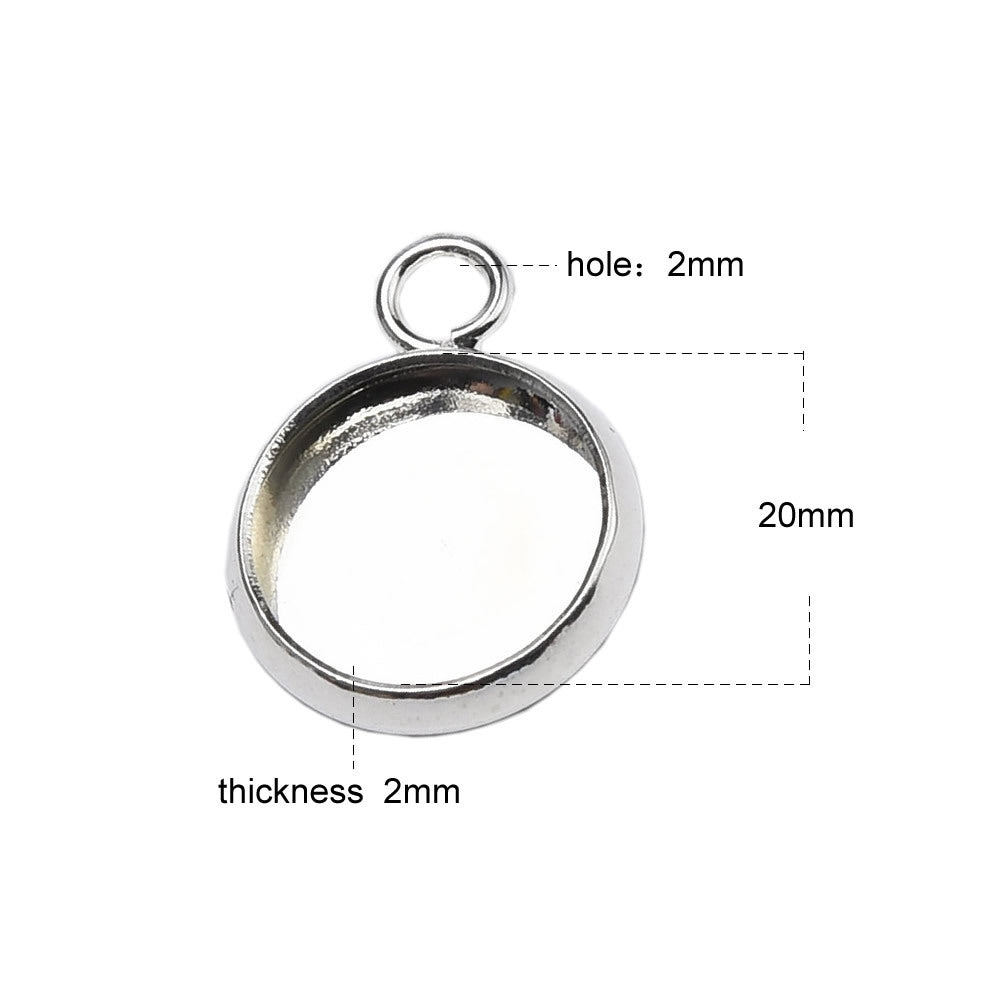 Round Simple Electroplating Time Stone Empty Pendant