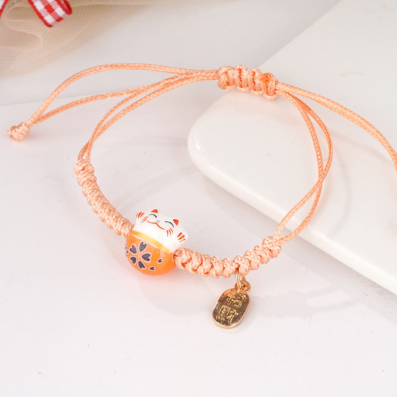 Women's Line Ceramic Fortune Cat Niche Design Bracelets