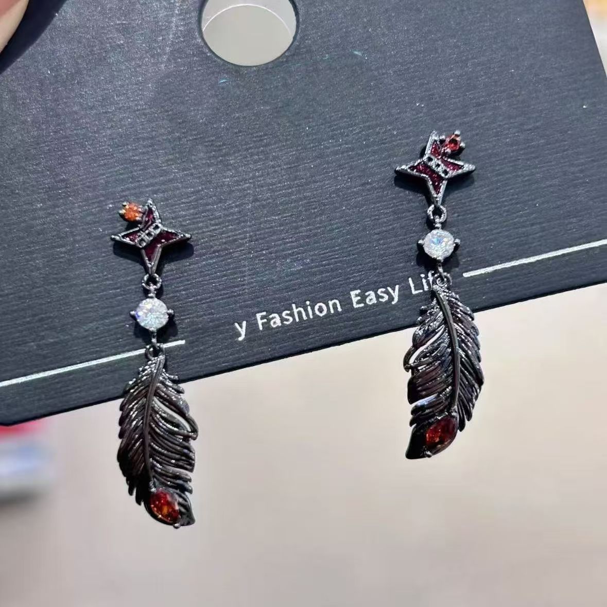 Magic Wing Asterism Sweet Cool Style Feather Stud Earrings