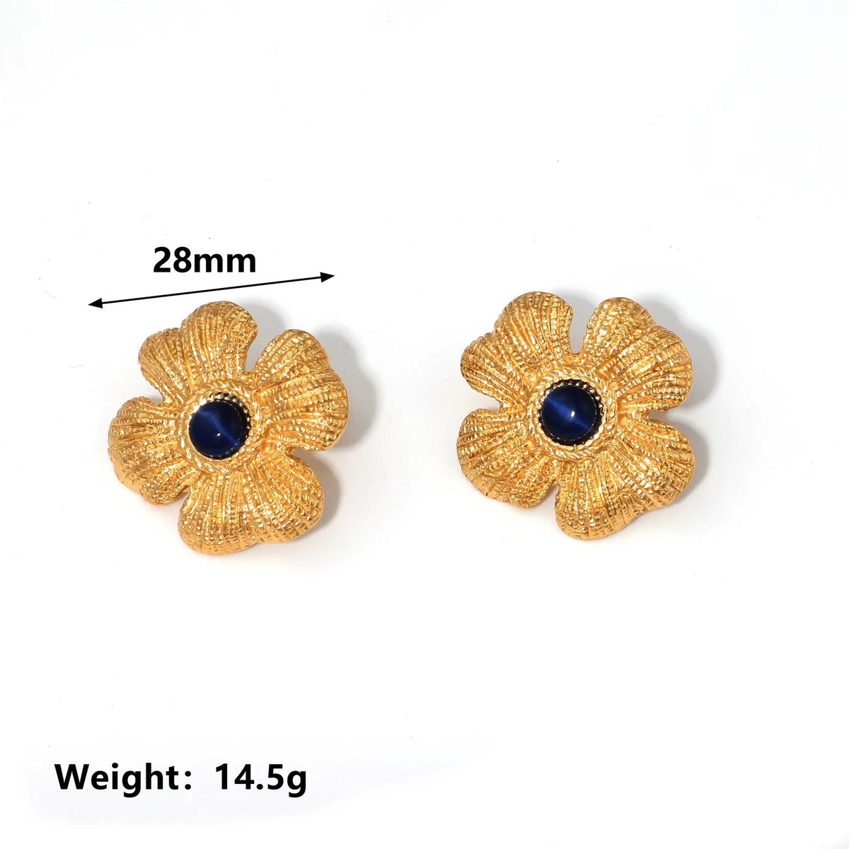Gold-plated Titanium Classic Style Flower Inlaid Stud Earrings