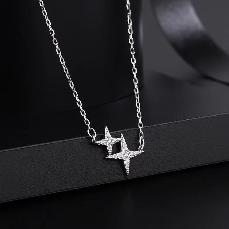 Four Stars Female Light Luxury Minority Design Sense Clavicle Chain Necklace