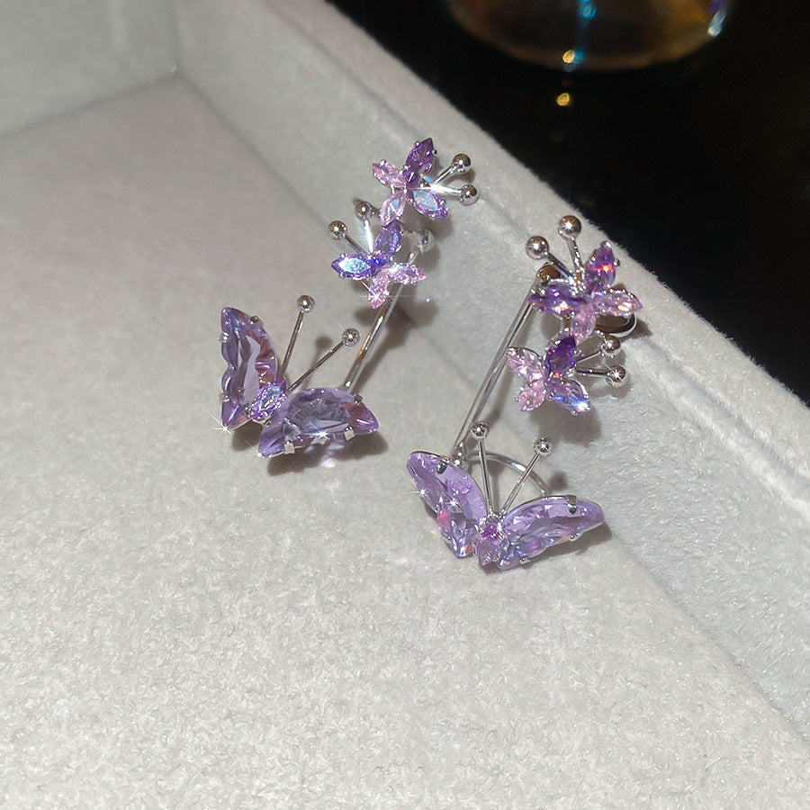 French Royal Style Zircon Geometric Flower Light Luxury High-grade Earrings