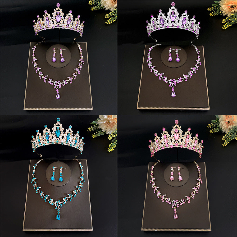 Bridal Headdress Crown Three-piece Wedding Rhinestone Rings
