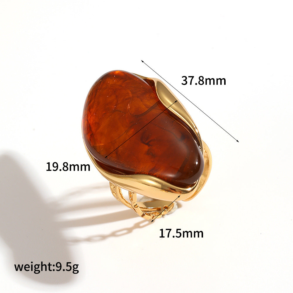 Elegant Resin Graceful Personality Style Amber Jewelry Set