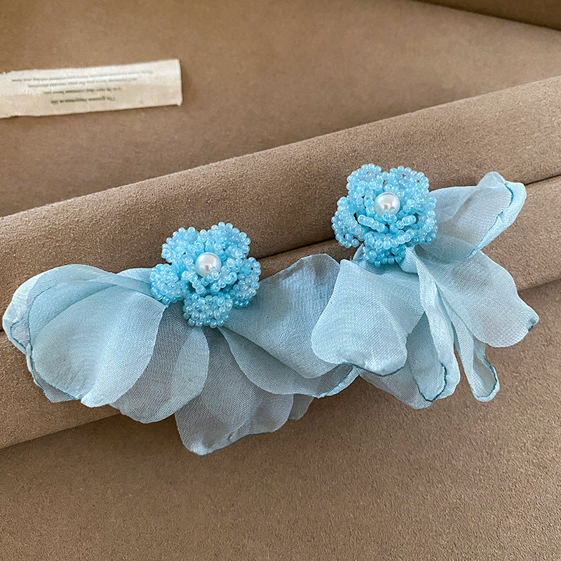 Summer Super Fairy Vacation Style Blue Flower Tassel Fashion Elegant Rings