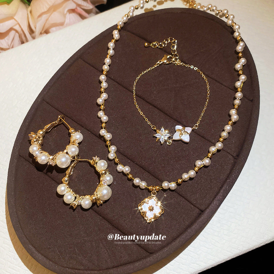French Style Zircon Flower Pearl Exquisite Elegant Niche Light Luxury Bracelets