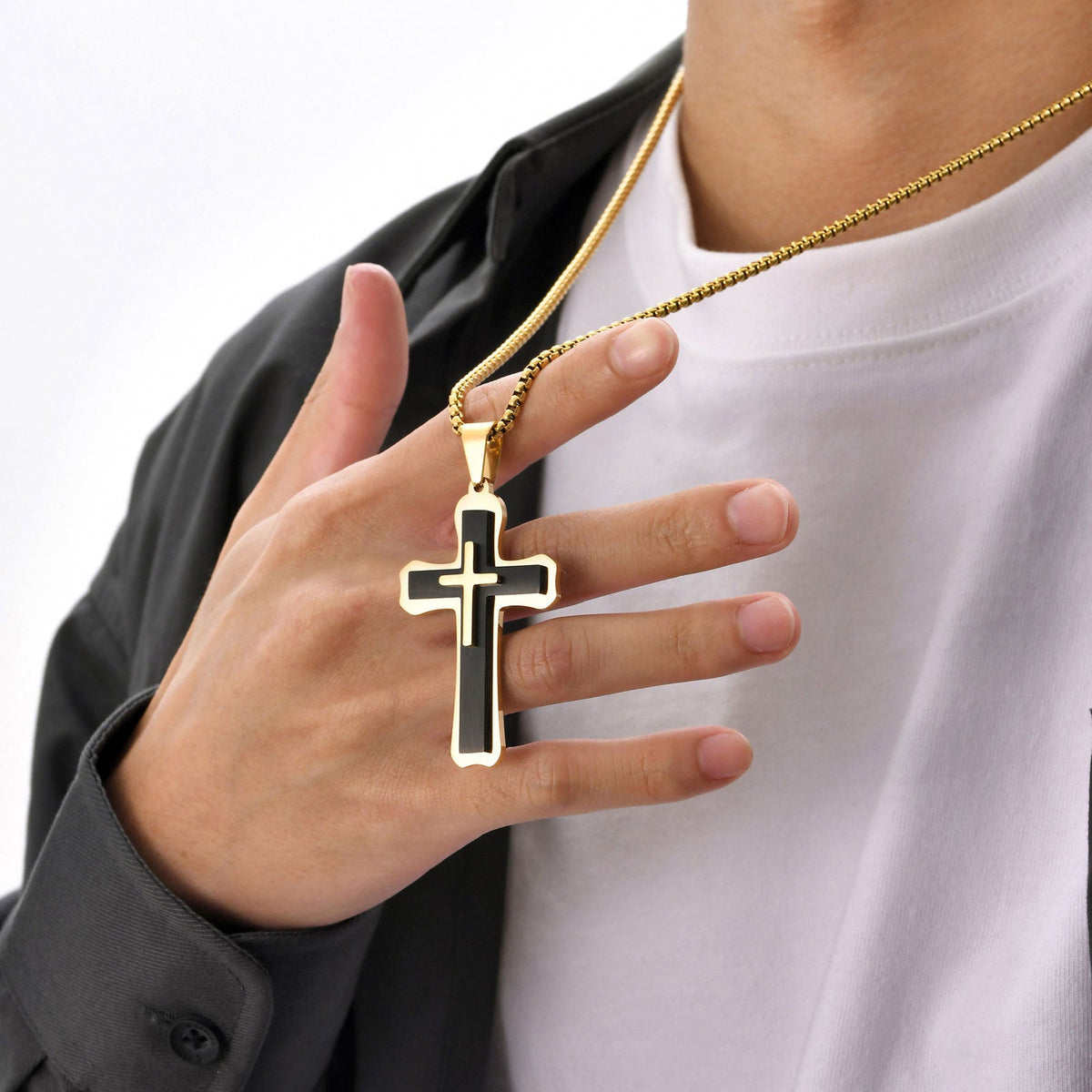 Durable Charming Men's Cross Stainless Steel Pendant