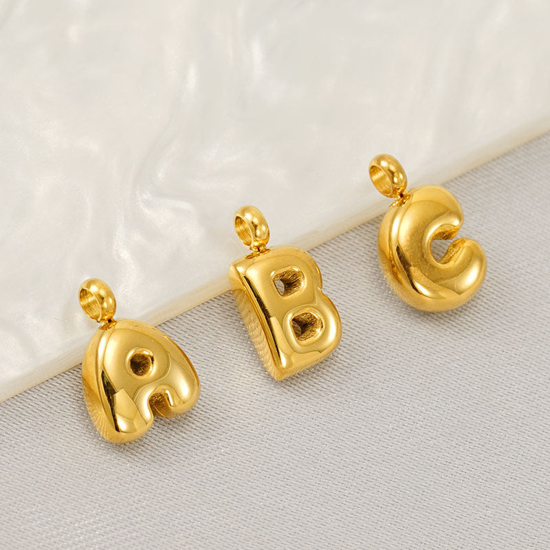 Fashion Simple Stainless Steel Gold Mini Small Bubble Letter Pendant