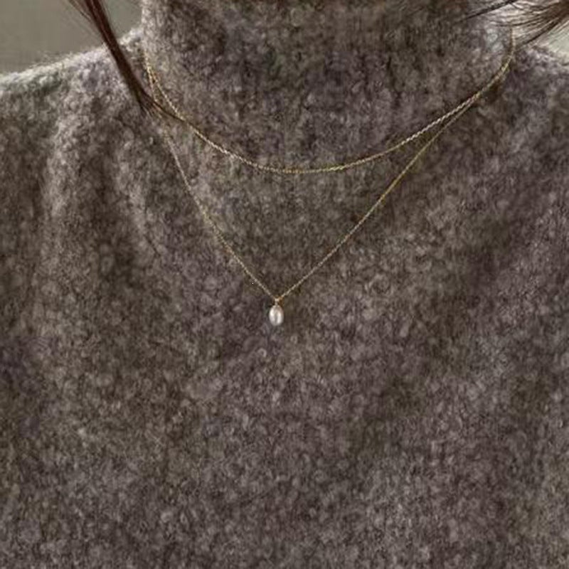 Fresh Water Pearl Titanium Steel Gold Necklaces