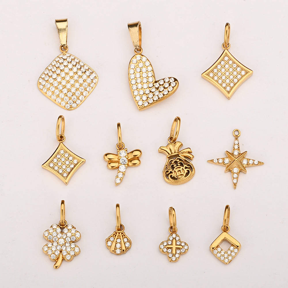 Vacuum Plating White Zirconium Four-leaf Clover Purse More Than Asterism Pendant
