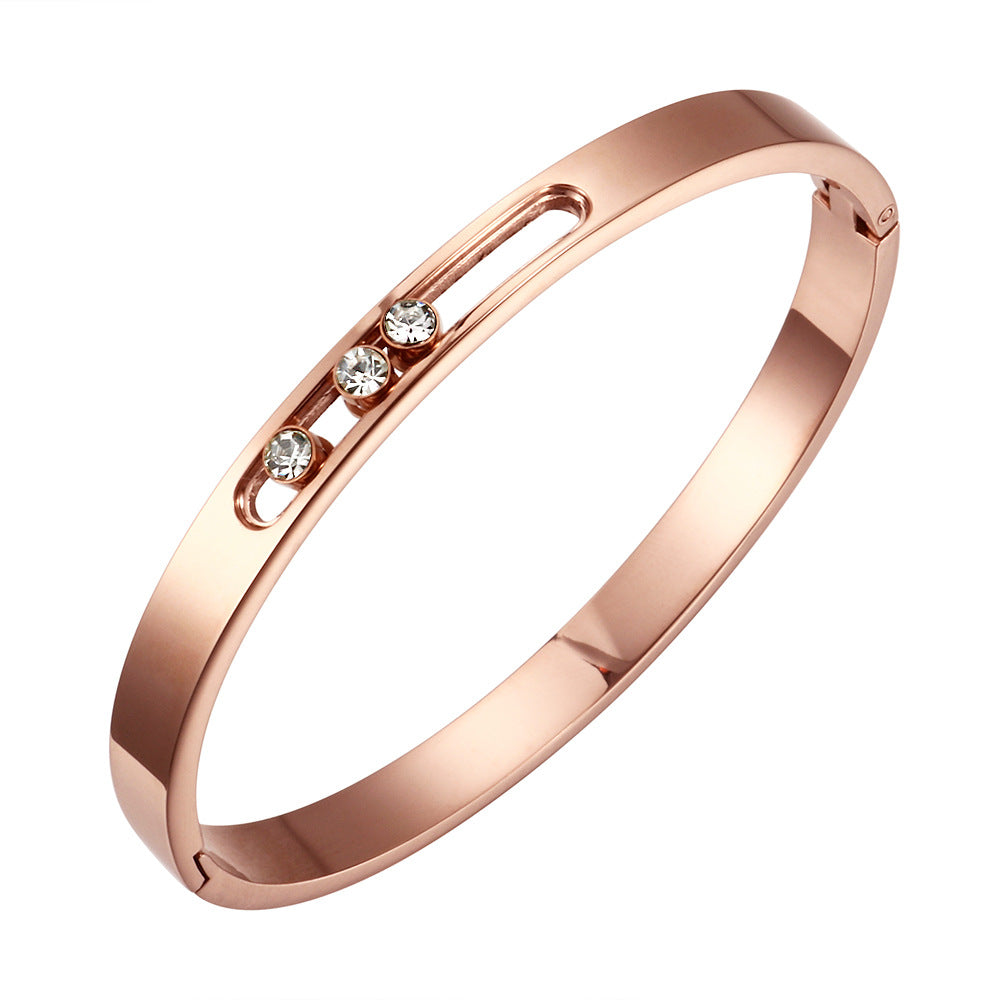 Stainless Steel Diamond Circle Moving Stone Holder Jewelry Set