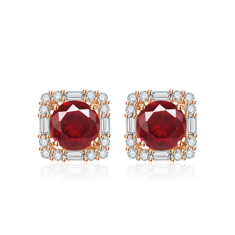 Colored Gems High-grade Full Diamond Red Jewelry Set