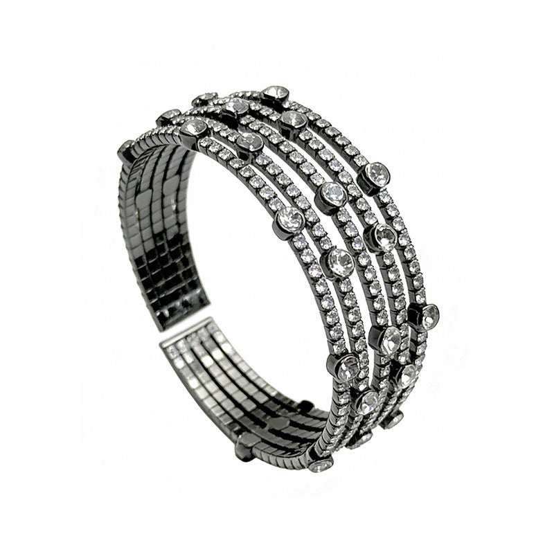 Opening Full Diamond Steel Wire Elastic Bracelet