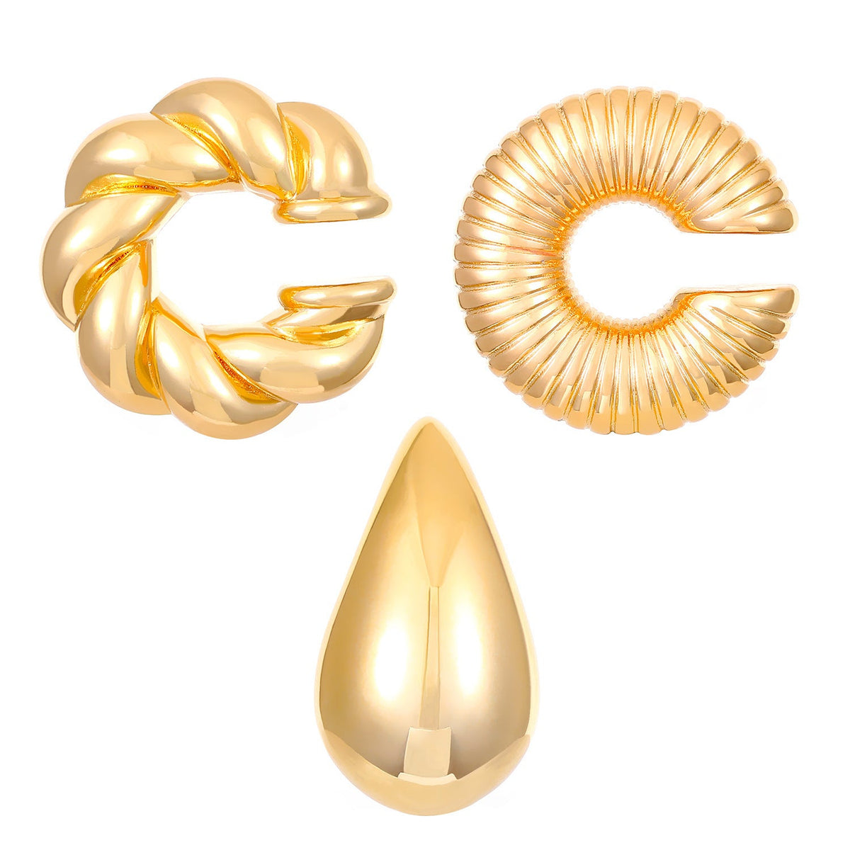 Exaggerated Shaped Water Drop Texture Earings Ear Clip