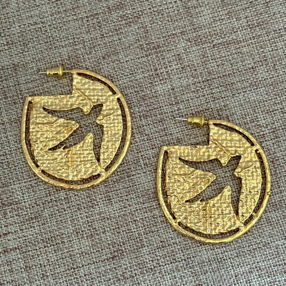 Hollow Flying Bird Round Rope Weaving Chinese Earrings
