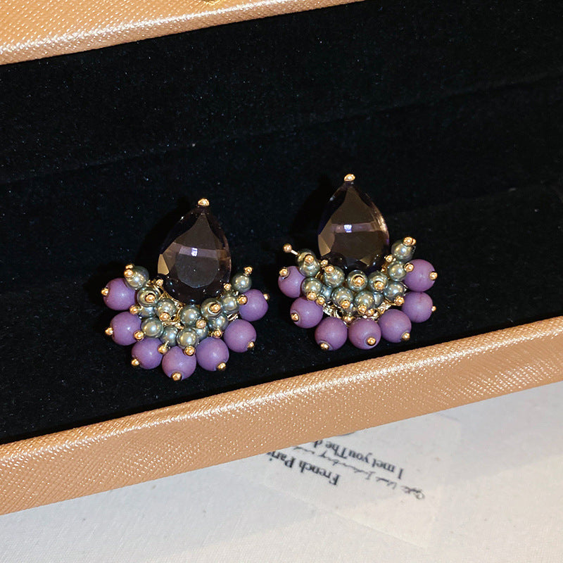 French Royal Style Zircon Geometric Flower Light Luxury High-grade Earrings
