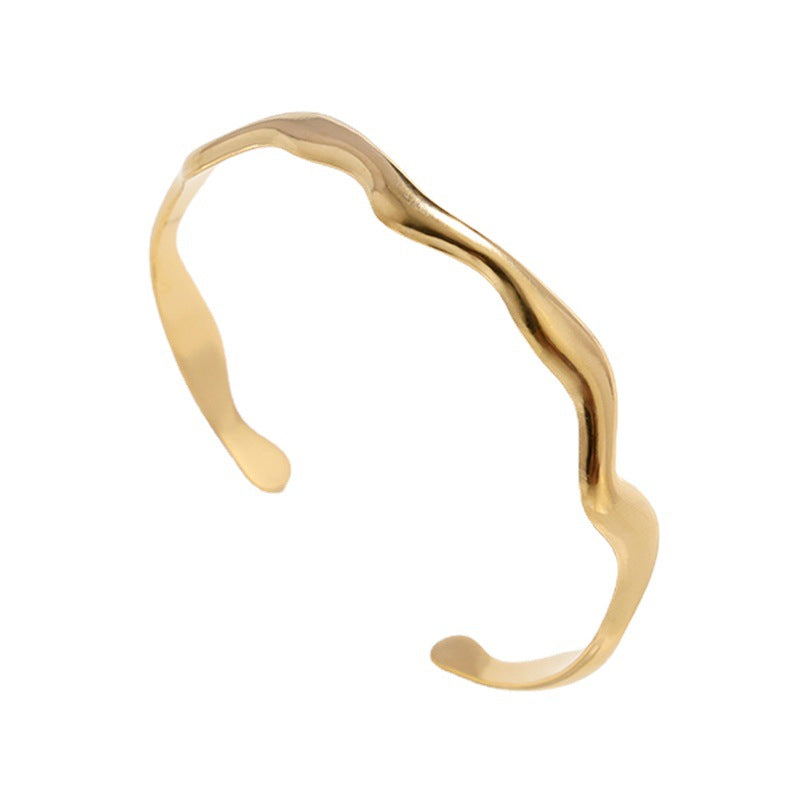 Titanium Steel Female Cold Wind Design Wavy Stainless Bracelet