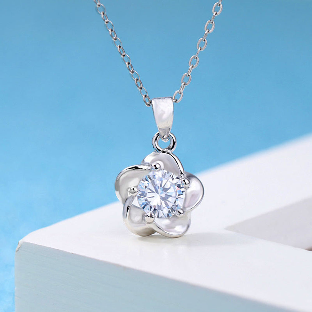 Korean Style Simple Zircon Plum Blossom Female Pendants