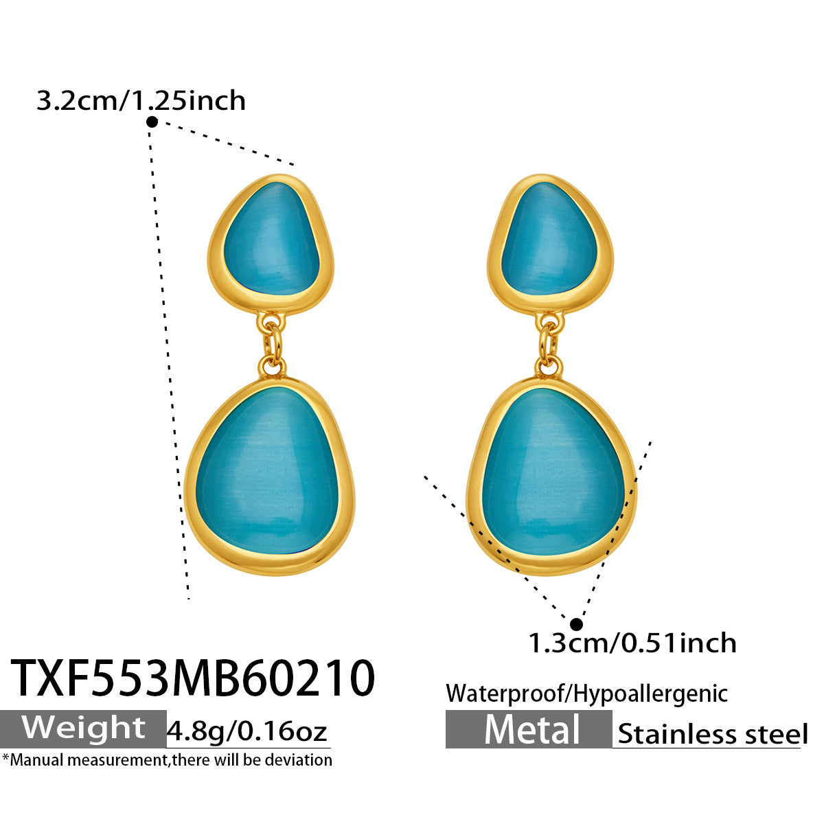Li Light Luxury Oval Opal Stainless Steel Jewelry Set
