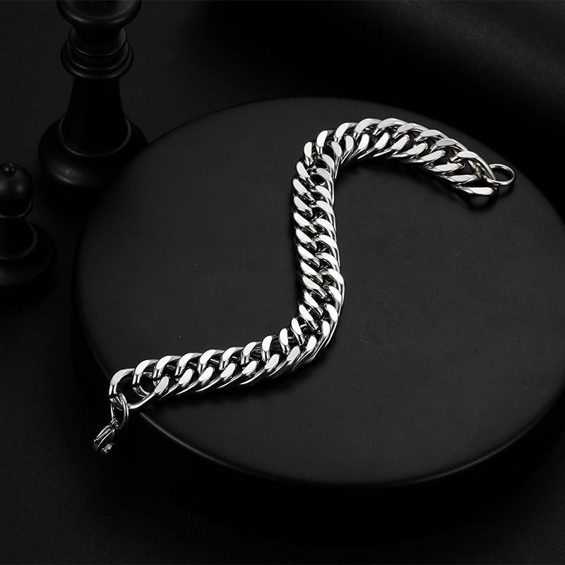 Men's Hipster Domineering Punk Hip Hop Titanium Steel Raw Retro Stainless Bracelet
