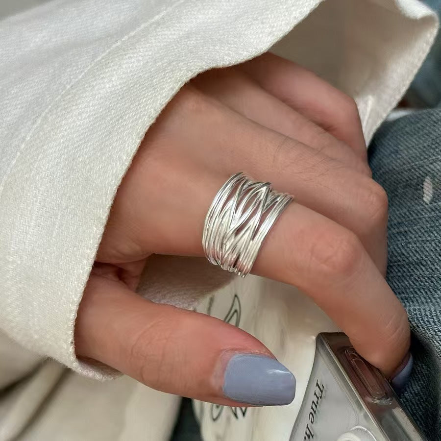 Korean Style High Street Retro Line Winding Cool Unisex Female Rings