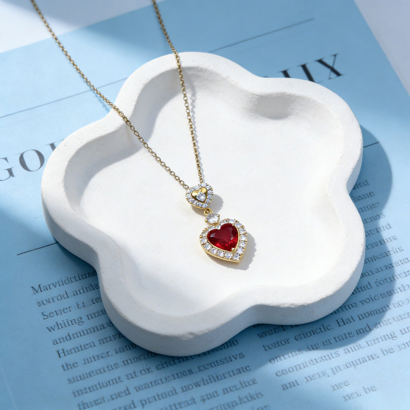Ruby Light Luxury Advanced Titanium Steel Clavicle Pendant