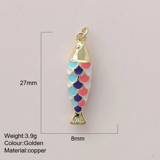 Color Enamel Fish Copper Drop Oil Pendant