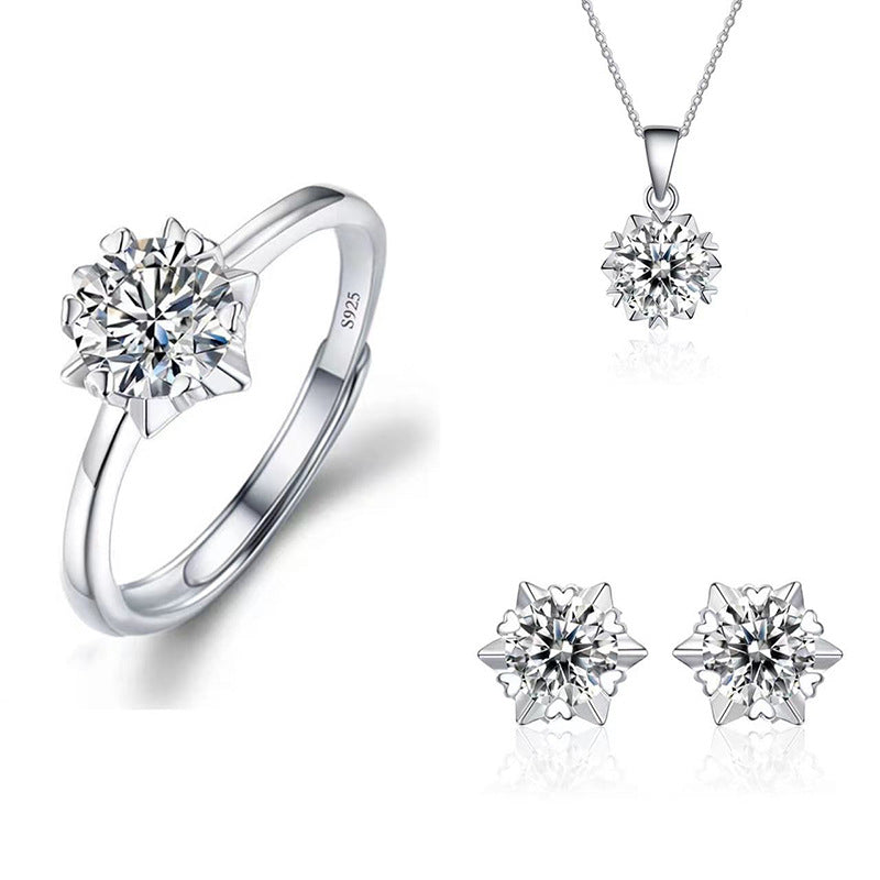 Imitation Moissanite Three-piece Zircon Temperament Ear Earrings