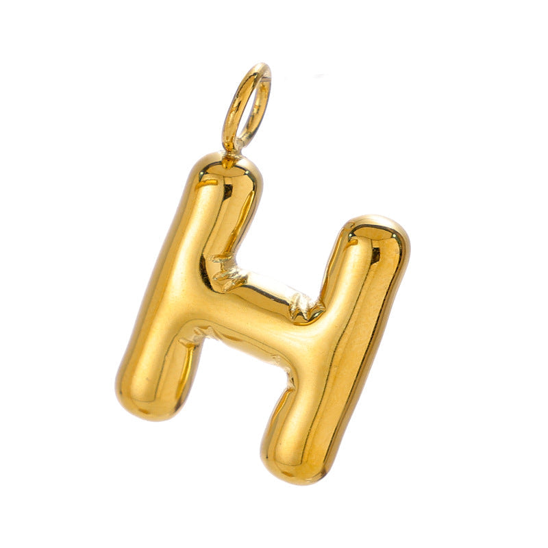 Chubby Bubble English Letter Titanium Steel Gold Pendant