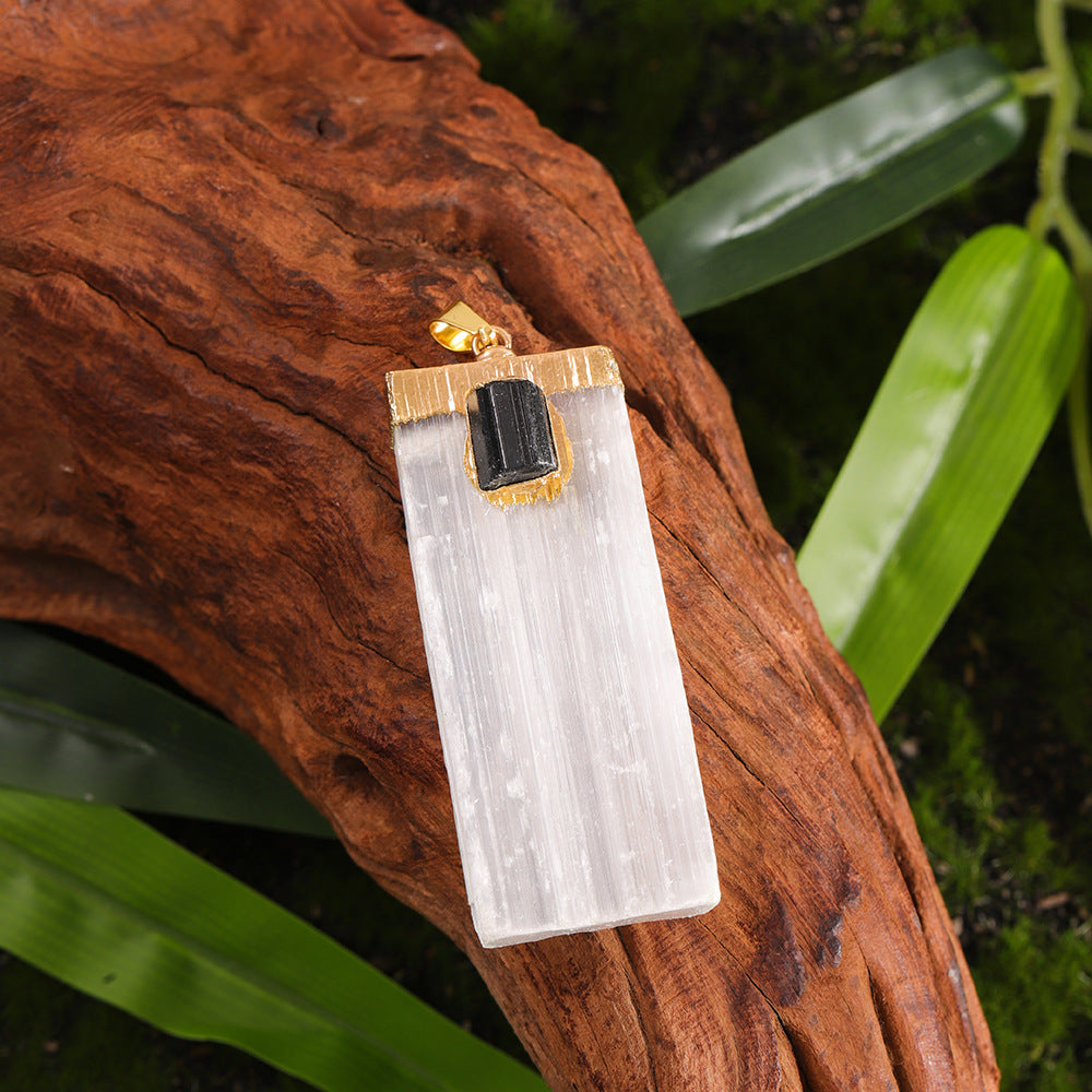Square Model White Plaster Inlaid Crystal Pendant