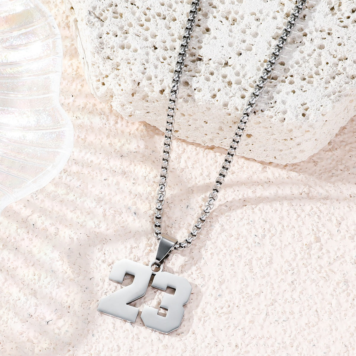 Fashion Stainless Steel Double-sided Digital Male Female Personality Hip Hop Necklaces