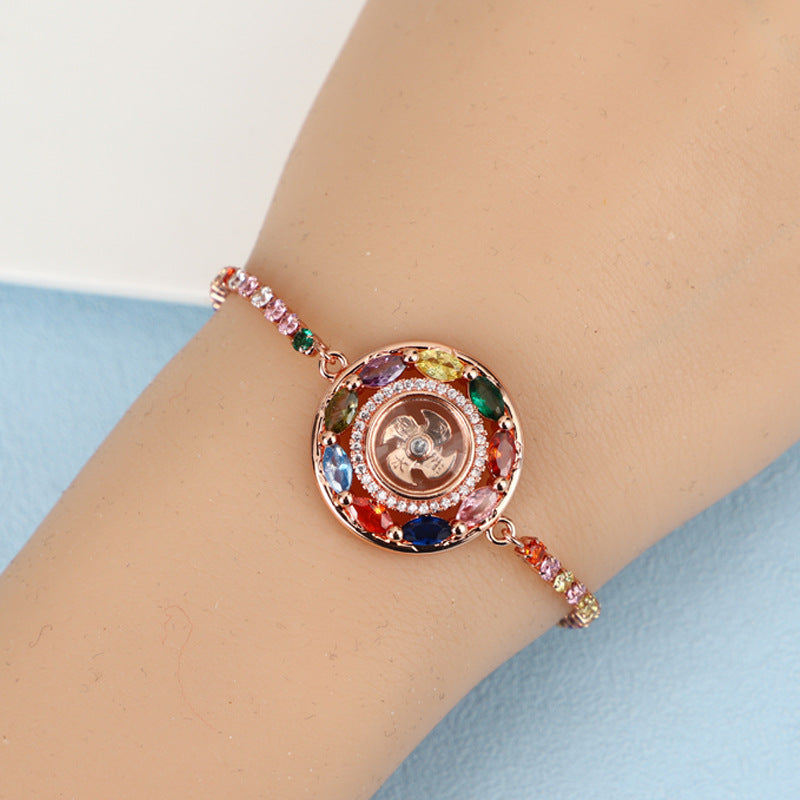 Color Retention Imitation Tourmaline Crystal Colorful Crystals Rotatable Bracelet
