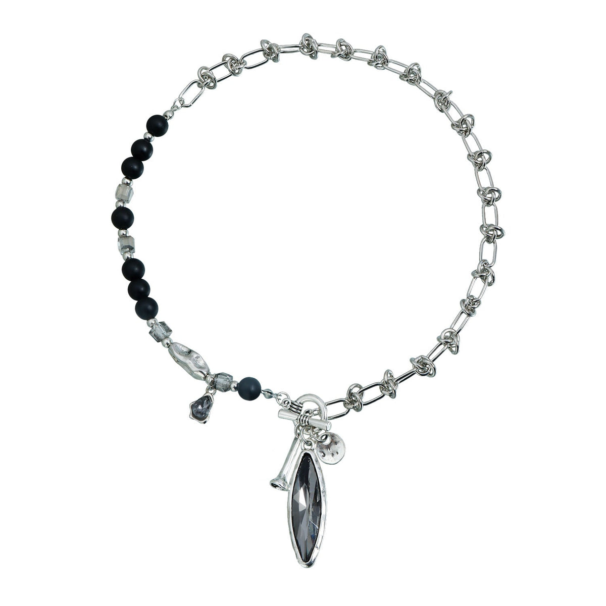 Mirror Black Diamond Water Drop Personality Retro Volcanic Necklace