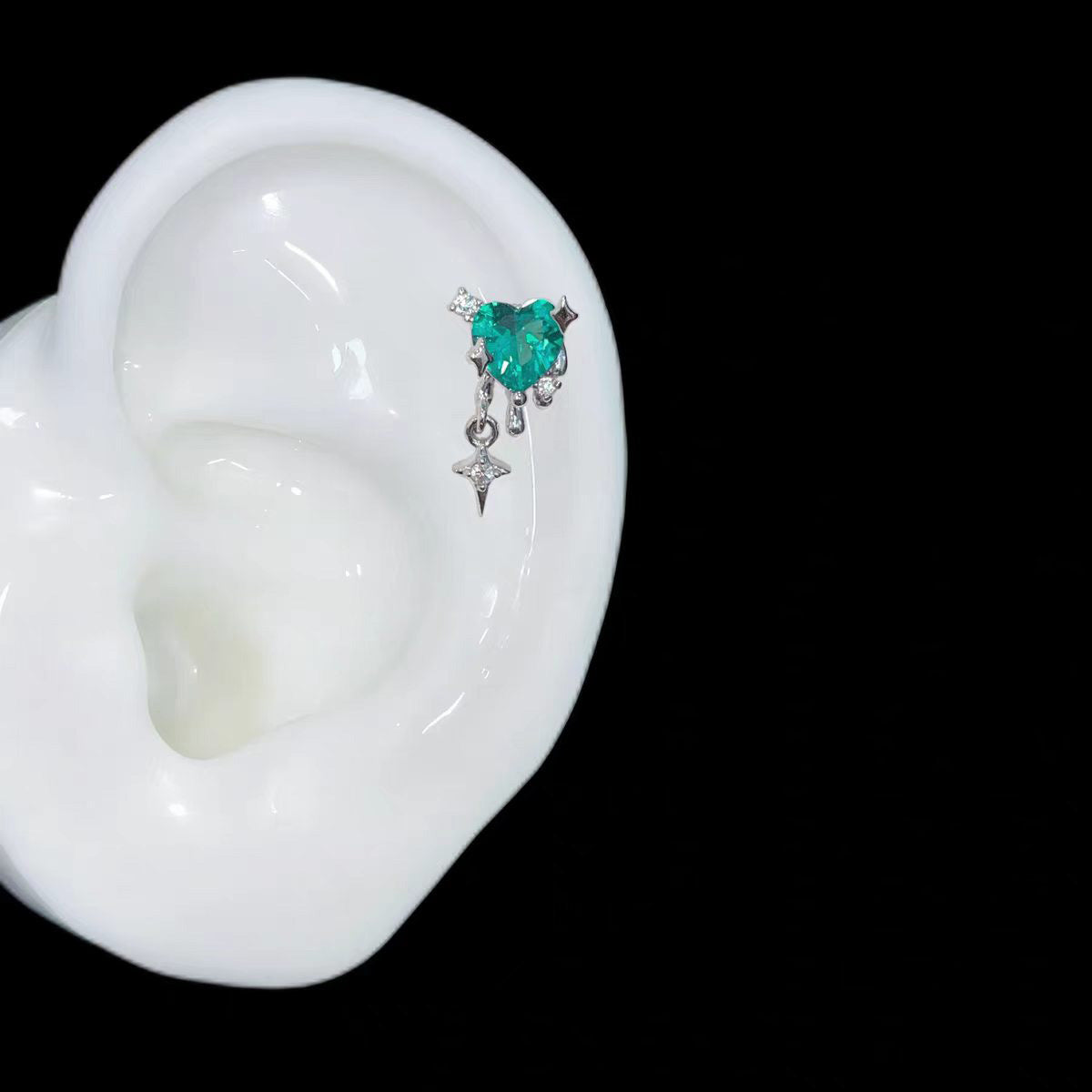 Pa Green Zirconium Umbilicaria Bone Nail Collection Earrings
