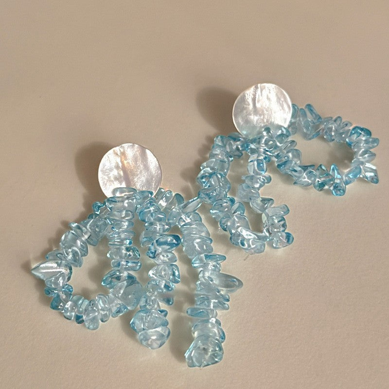 Summer Super Fairy Vacation Style Blue Flower Tassel Fashion Elegant Rings