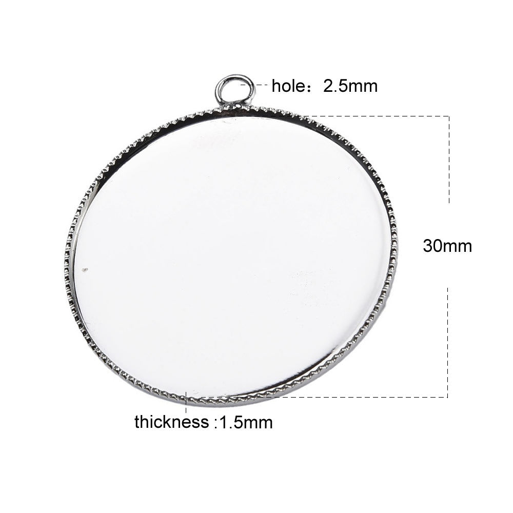 Round Simple Electroplating Time Stone Empty Pendant