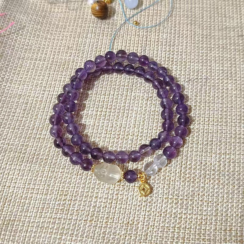 Women's Fine Natural Tigereye Chinese Style Retro Yellow Gourd Bracelet