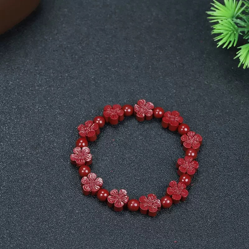 Natural Cinnabar Handmade Beaded Purple Gold Sand Plum Female Bracelet