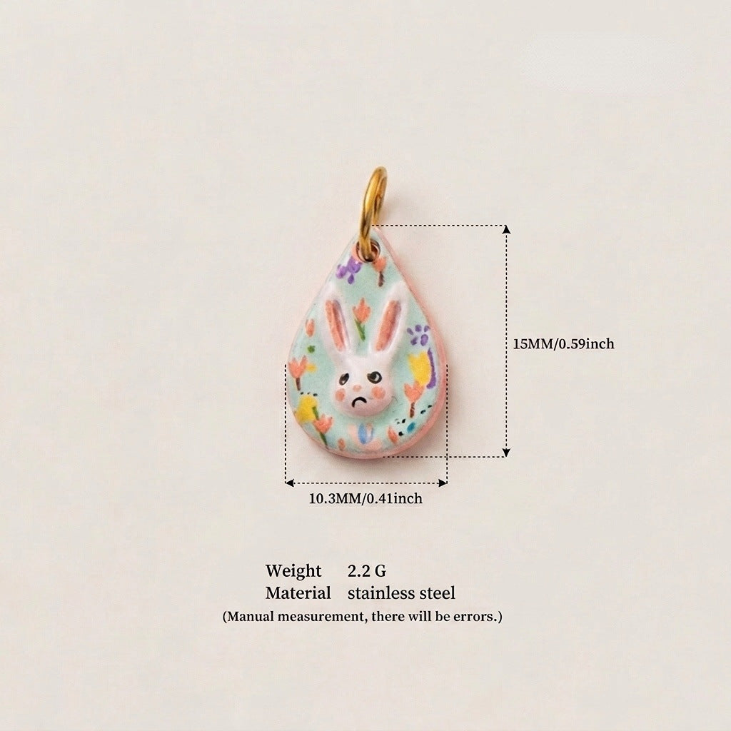 Cartoon Rabbit Long Star Printing Series Gold Color Pendants
