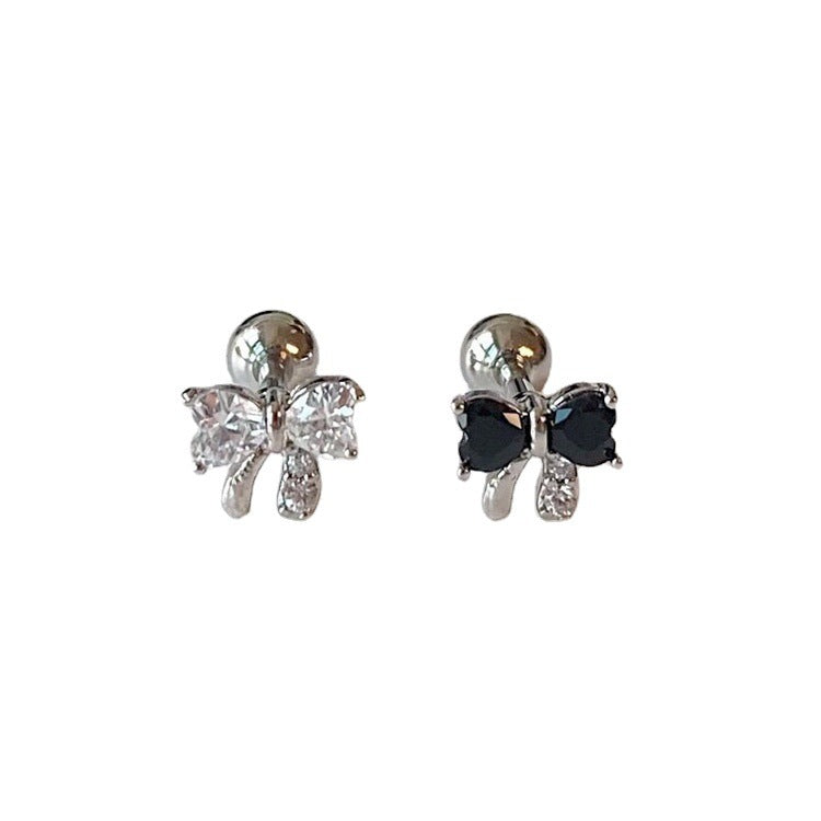 White Zircon Bow Personalized Minority Frosty Style Screw Tightening Rings