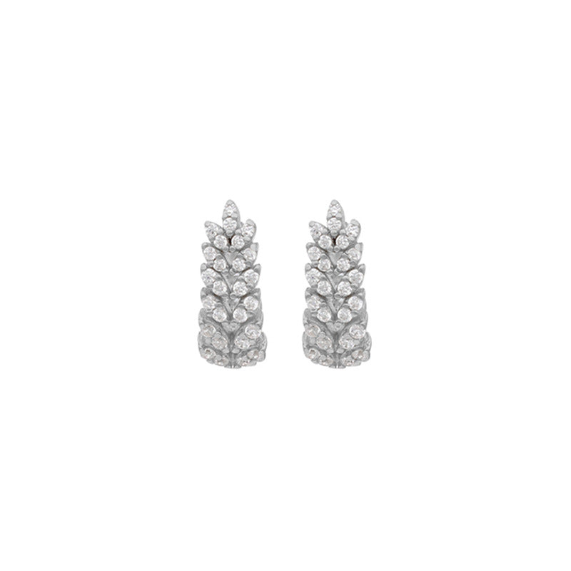 Simplicity Copper Inlaid Zircon Ear Of Rice Clip Versatile Earrings